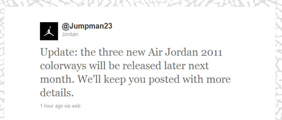 Air Jordan 2011 April 2011 Colorways Release Delayed