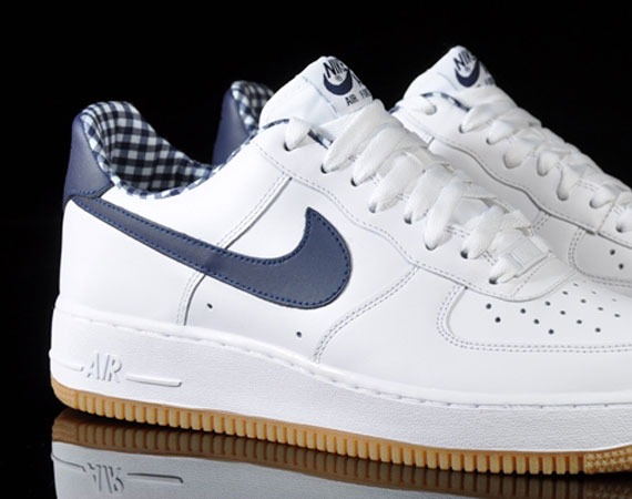 Nike Air Force 1 Low – White – Midnight Navy – Gingham