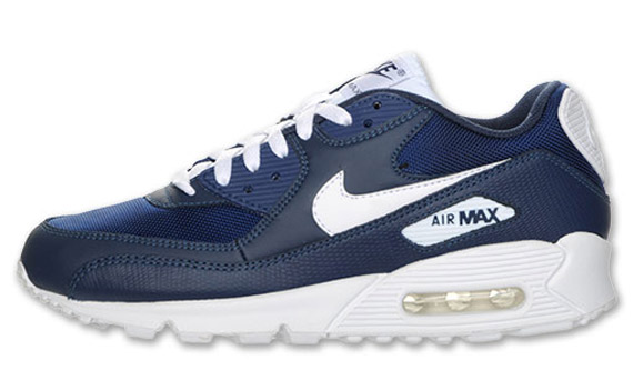 nike air max 90 navy blue and white