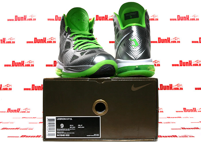 Nike Lebron 8 P S Dunkman Metallic Silver Electric Green 7