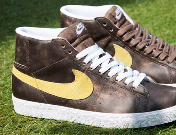 Nike SB Blazer High – Brown Distressed Leather – Gold | June 2011