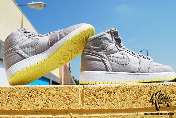 Air Jordan 1 Retro High Grey Yellow White Blue 2