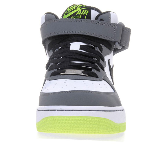 Nike Air Force 1 Mid Gs White Black Volt Grey 03