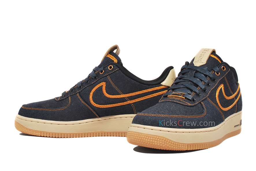 Nike Air Force 1 Premium Denim Dark Obsidian Metallic Bronze 3