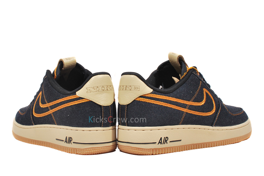 Nike Air Force 1 Premium Denim Dark Obsidian Metallic Bronze 4