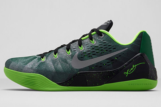Nike Kobe 9 Em Premium Gorge Green Metallic Silver Electric Green Rd Thumb