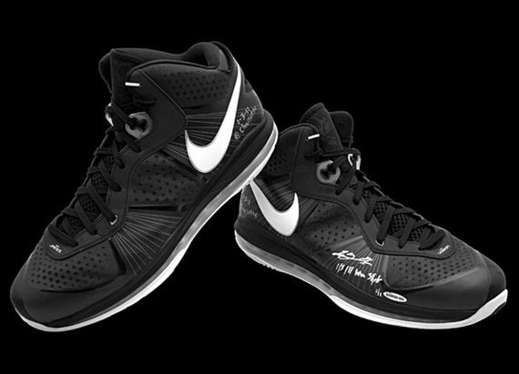 Nike Lebron 8 V2 Black White Autographed Game Worn 01