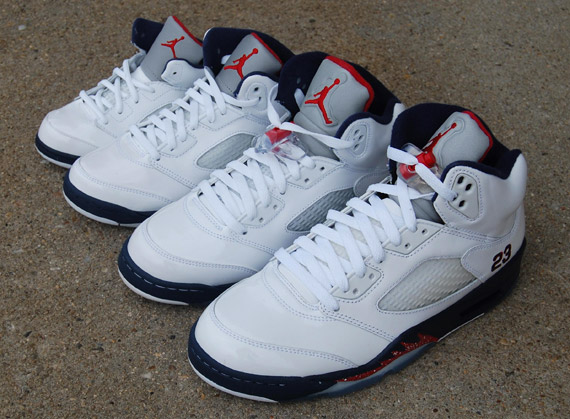 red white and blue jordan 5s