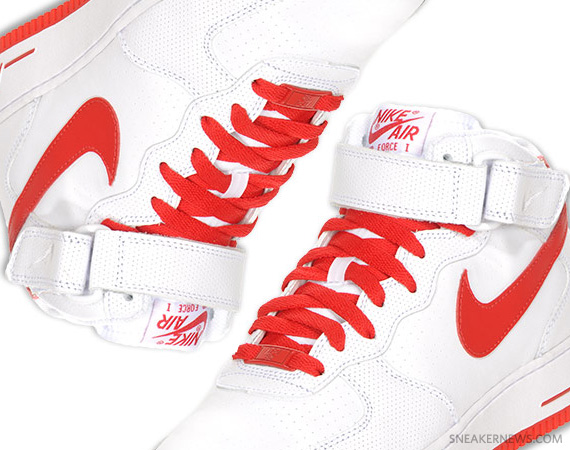 Nike Air Force 1 Mid - White - Varsity Red 