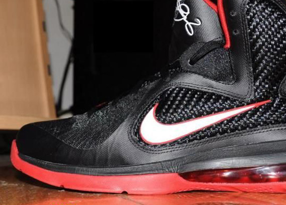 Nike LeBron 9 – Black – Red – White – On-Foot Images