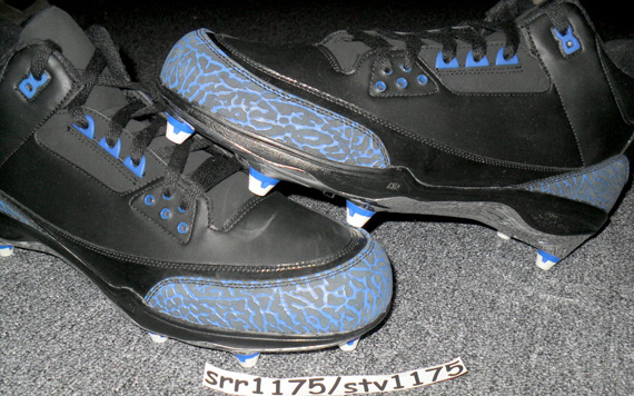 Air Jordan Iii Dwight Freeney Cleats Pe Black Blue 02