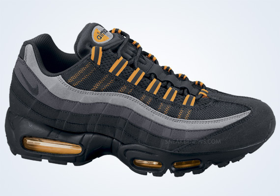 black grey and orange air max 95