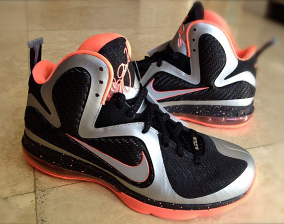 Nike Lebron 9 Silver Black Orange Sample 01