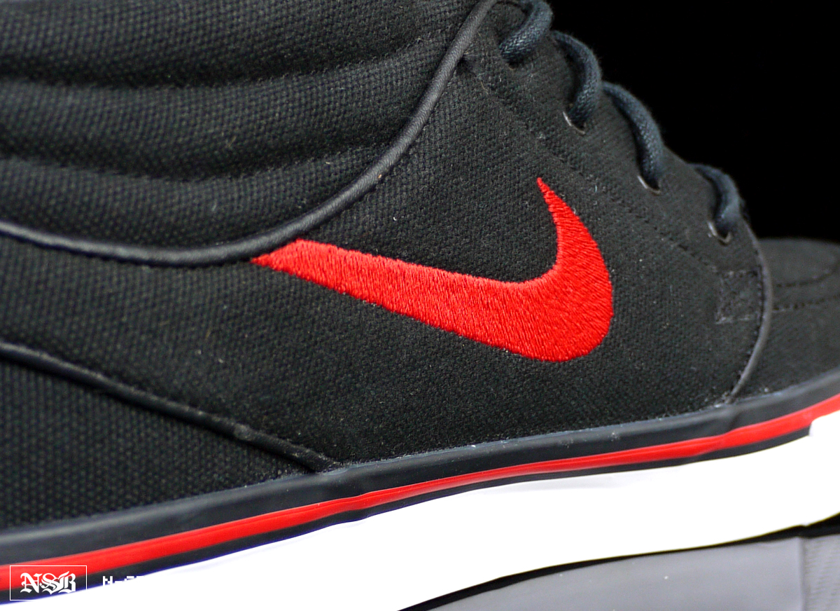 Nike Sb Zoom Stefan Janoski Mid Black Canvas Red White 1
