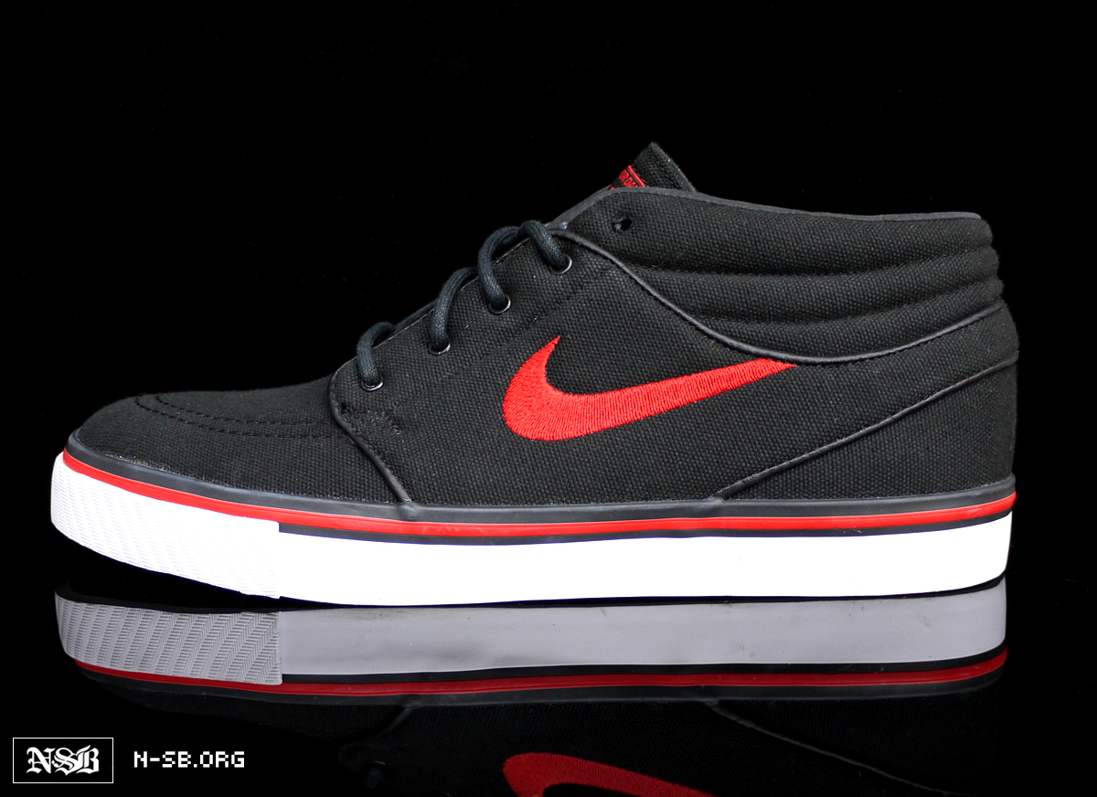Nike Sb Zoom Stefan Janoski Mid Black Canvas Red White 2