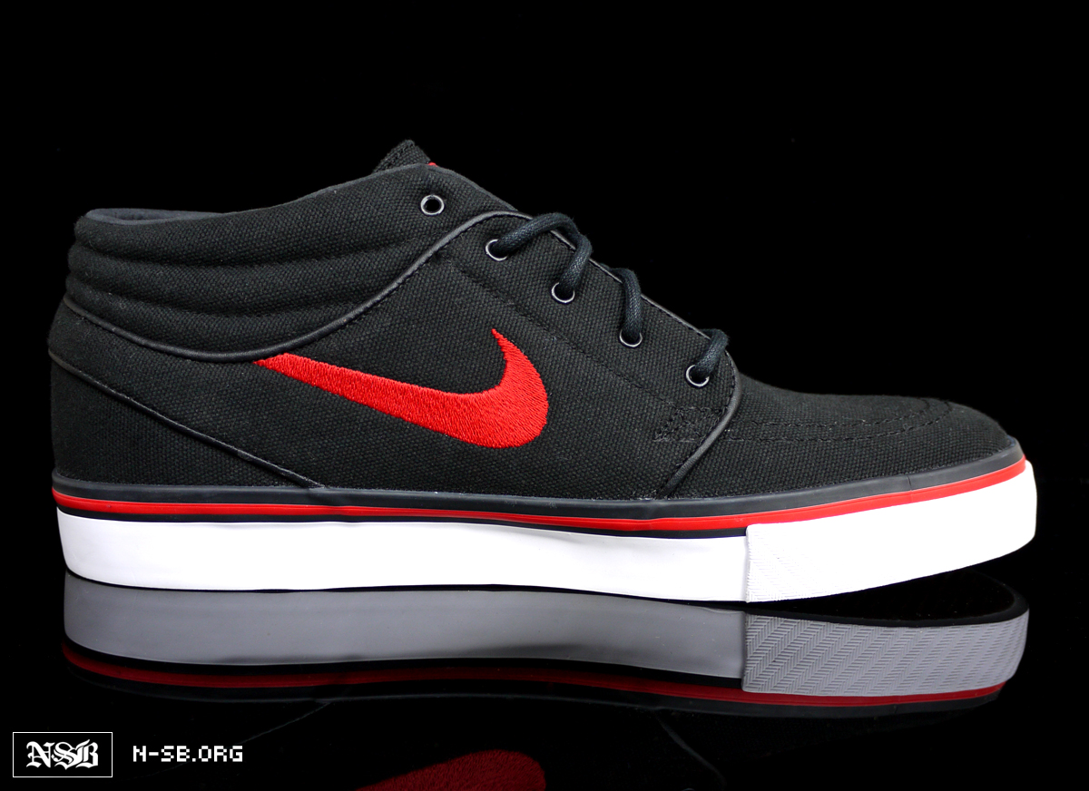 Nike Sb Zoom Stefan Janoski Mid Black Canvas Red White 3