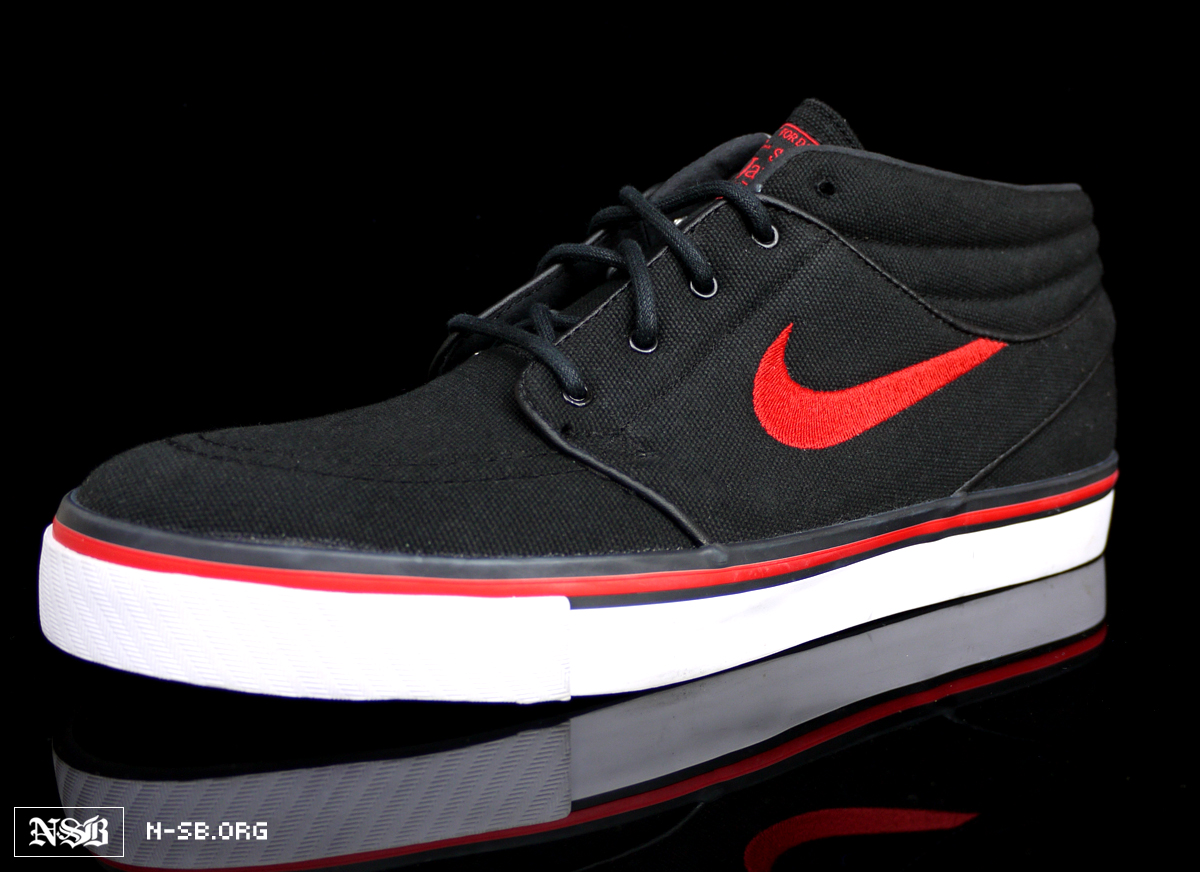 Nike Sb Zoom Stefan Janoski Mid Black Canvas Red White 4