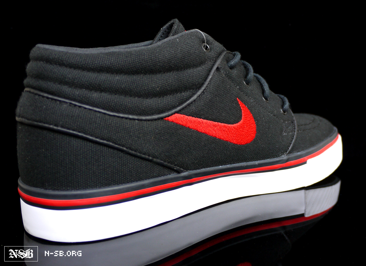 Nike Sb Zoom Stefan Janoski Mid Black Canvas Red White 5