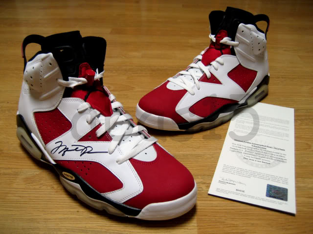 Air Jordan Vi Carmine Autographed Pair Ebay 01
