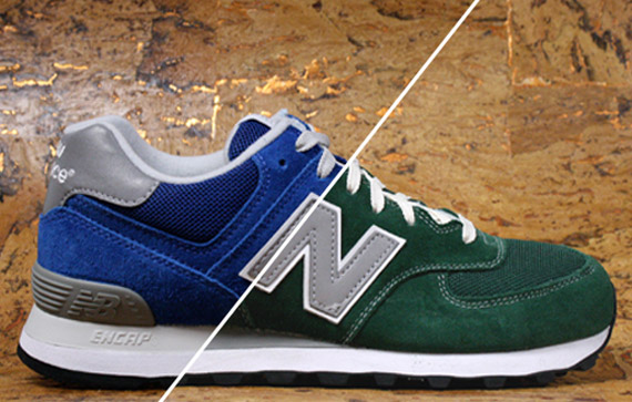 New balance 574 blue cheap green