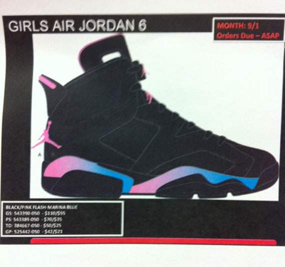 Air Jordan Vi Gs Black Pink Flash Marina Blue 3