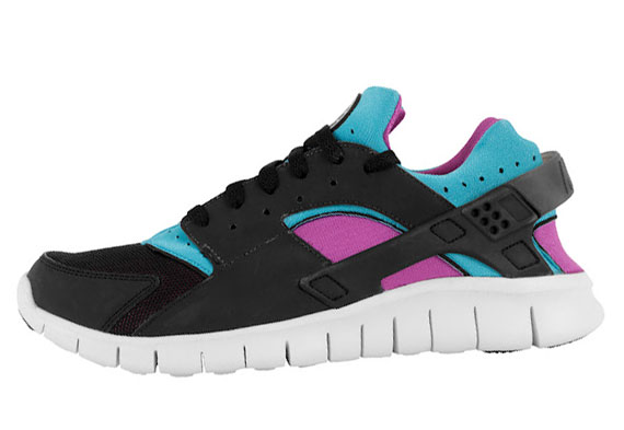 nike free huarache free 2012 black turquoise magenta 2