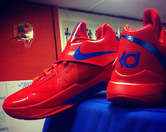 Nike Zoom KD IV Bright Red Blue Sample SneakerNews