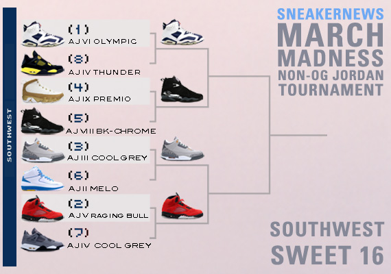 Sneaker News March Madness Non-OG Air Jordan Tournament - Sweet 16 Voting | Southwest