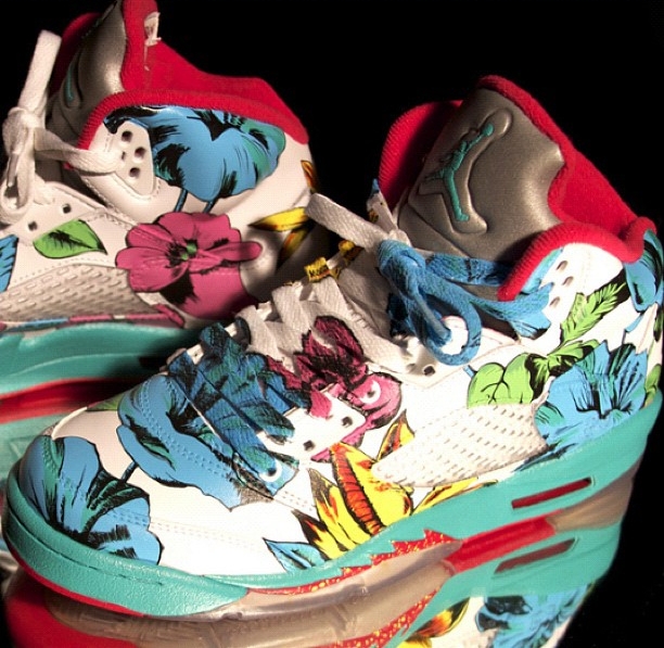 air-jordan-v-floral-customs-by-el-cappy-01 Air Jordan V Floral Customs By El Cappy 01