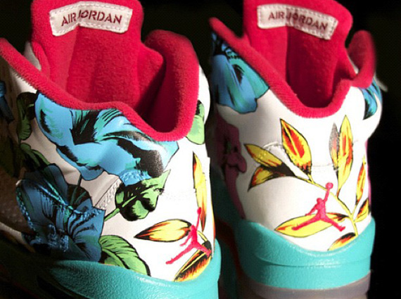 Air Jordan V Floral Customs Cappy