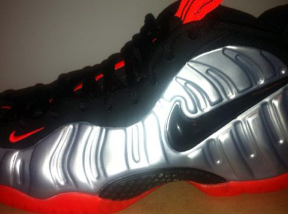 silver and red foamposites