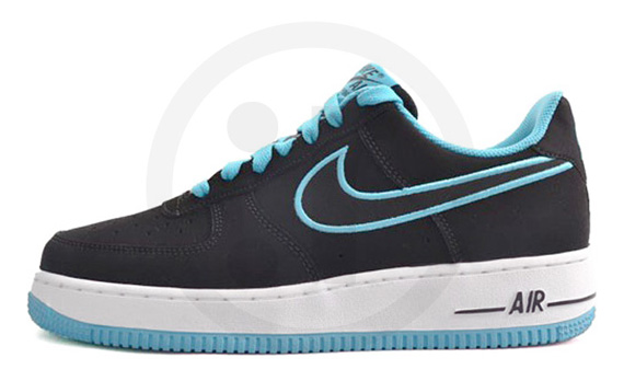 Nike Air Force 1 Low Embroidery Black Turquoise Blue