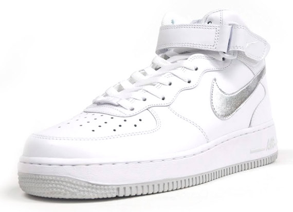 Nike Air Force 1 Mid - White - Metallic Silver - SneakerNews.com