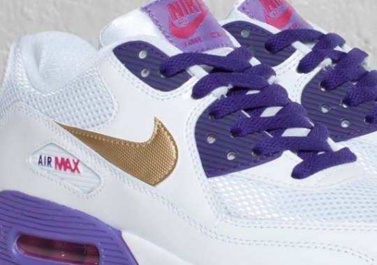 Nike Air Max 90 GS – White – Metallic Gold – Court Purple