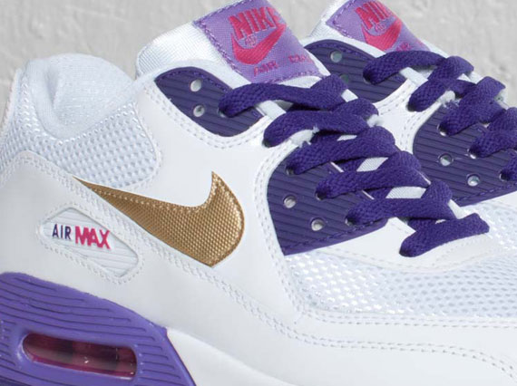 Nike Air Max 90 GS – White – Metallic Gold – Court Purple