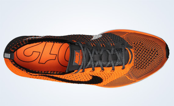 Nike Flyknit Racer Total Orange White Dark Grey 2