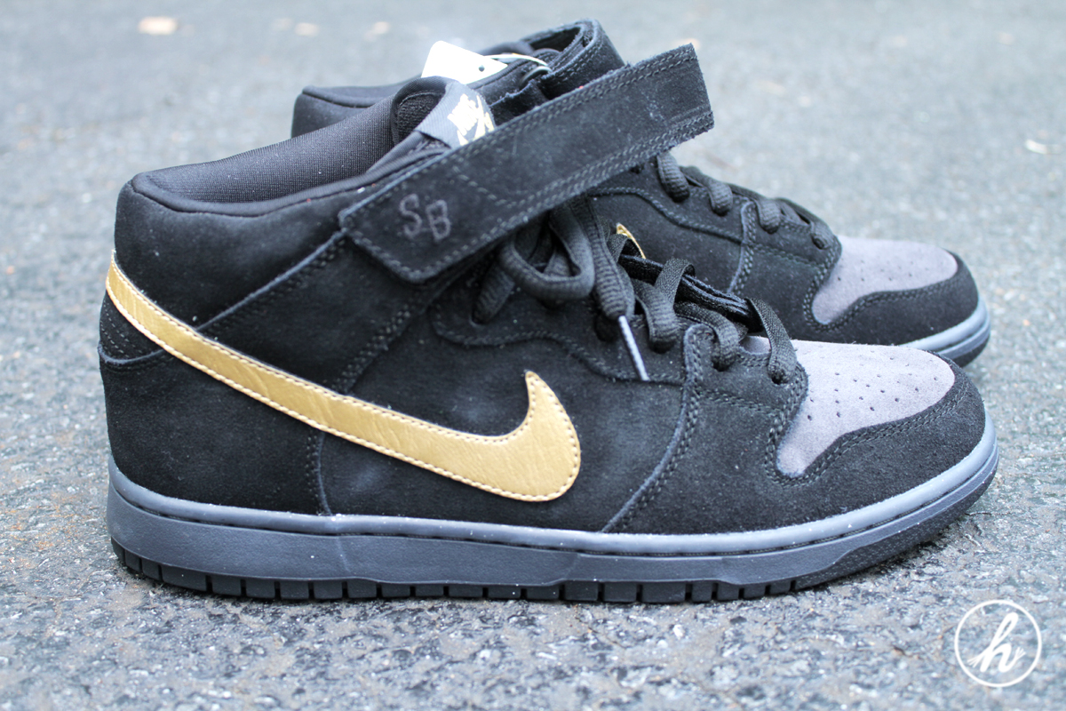 Nike Sb Dunk Mid Dark Obsidian Metallic Gold 2