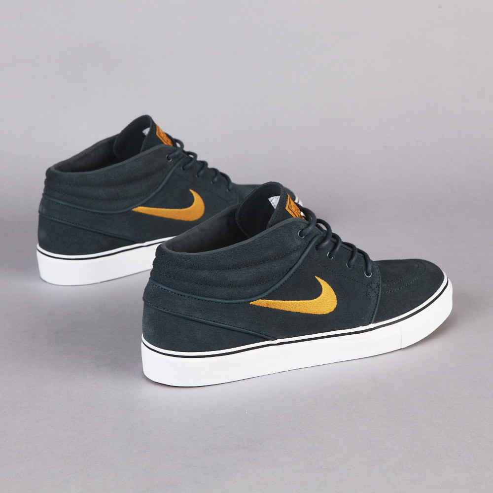 Nike Zoom Stefan Janoski Mid Seaweed Dark Gold Leaf White 3