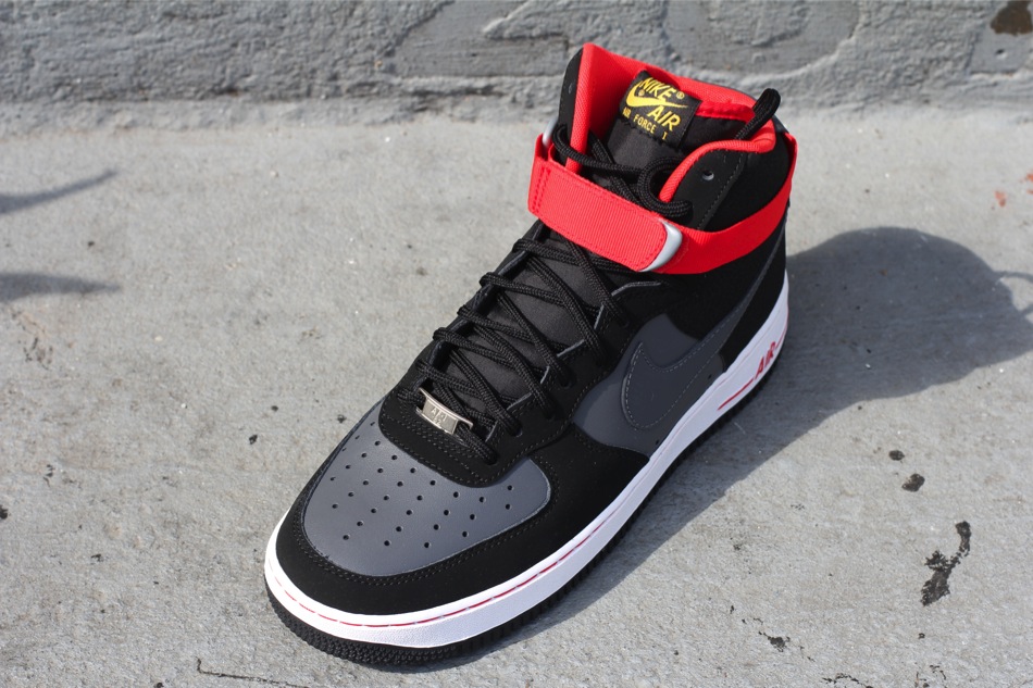 Nike Air Force 1 High Black Dark Grey Fire Red 02