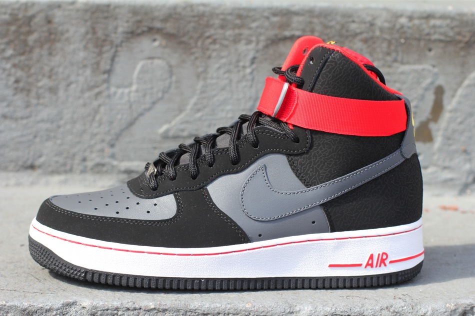 Nike Air Force 1 High Black Dark Grey Fire Red 03