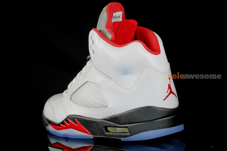 air-jordan-5-retro-white-black-red-new-images-3 Air Jordan 5 Retro White Black Red New Images 3