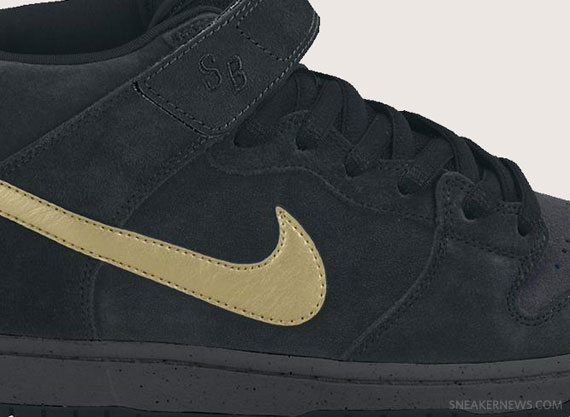 Nike SB Dunk Mid Pro – Dark Obsidian – Metallic Gold