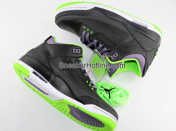 purple black and green jordans