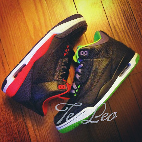 Air Jordan Iii Black Green Purple 3