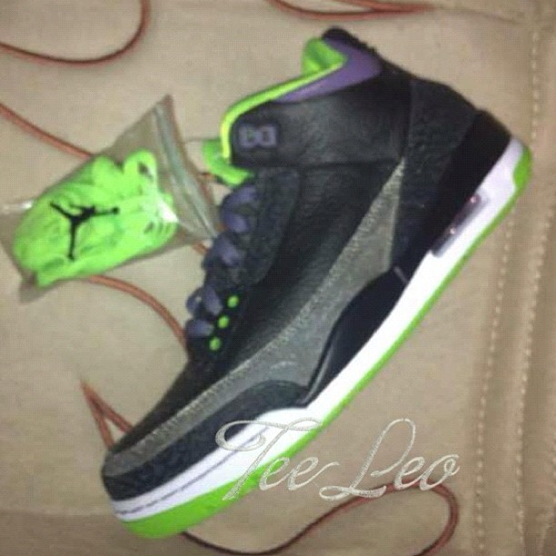 Air Jordan Iii Black Purple Green