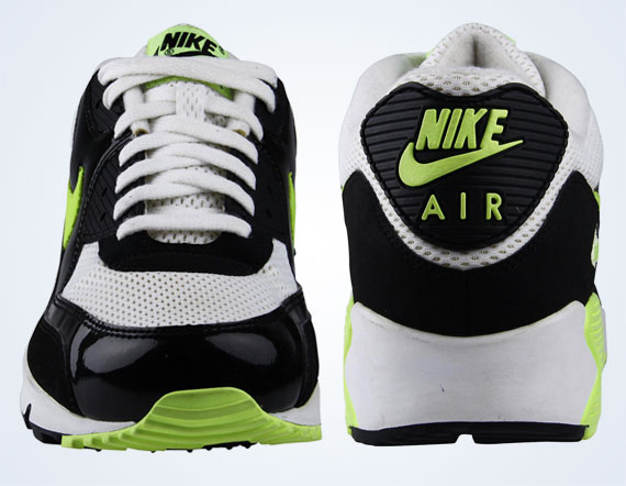 Nike Air Max 90 Black Patent White Neon 3