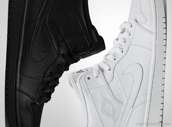Air Jordan 1 Mid – Tonal Black + White | January 2013