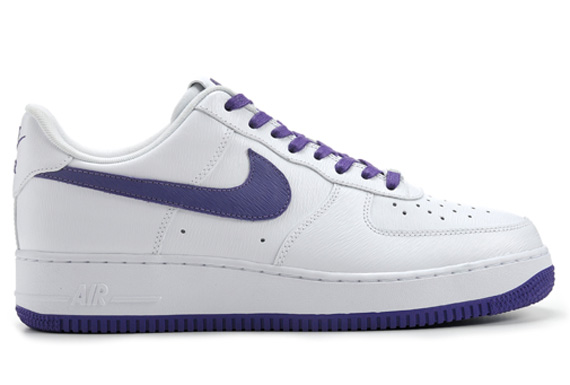 purple and white nike air force ones