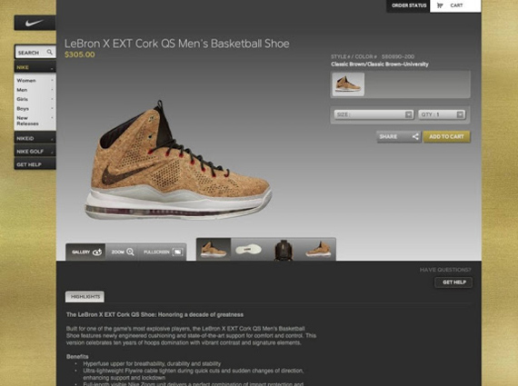Nike LeBron X “Cork” – Available on Nike Elite