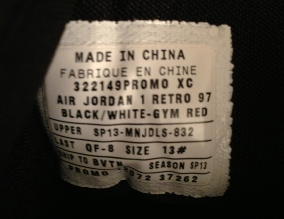 Air Jordan 1 Retro 97 Black White Gym Red 1